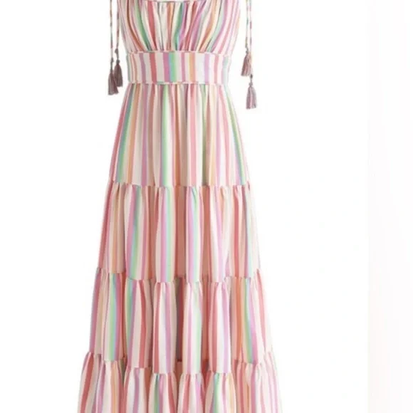 Chicwish Pastel Striped Maxi Dress - Picture 2 of 9